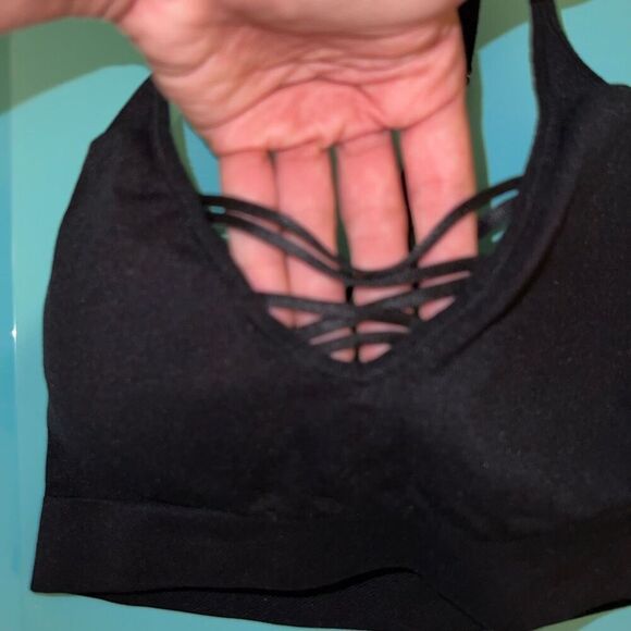 Strappy sports bra black corset style size M - Picture 2 of 7